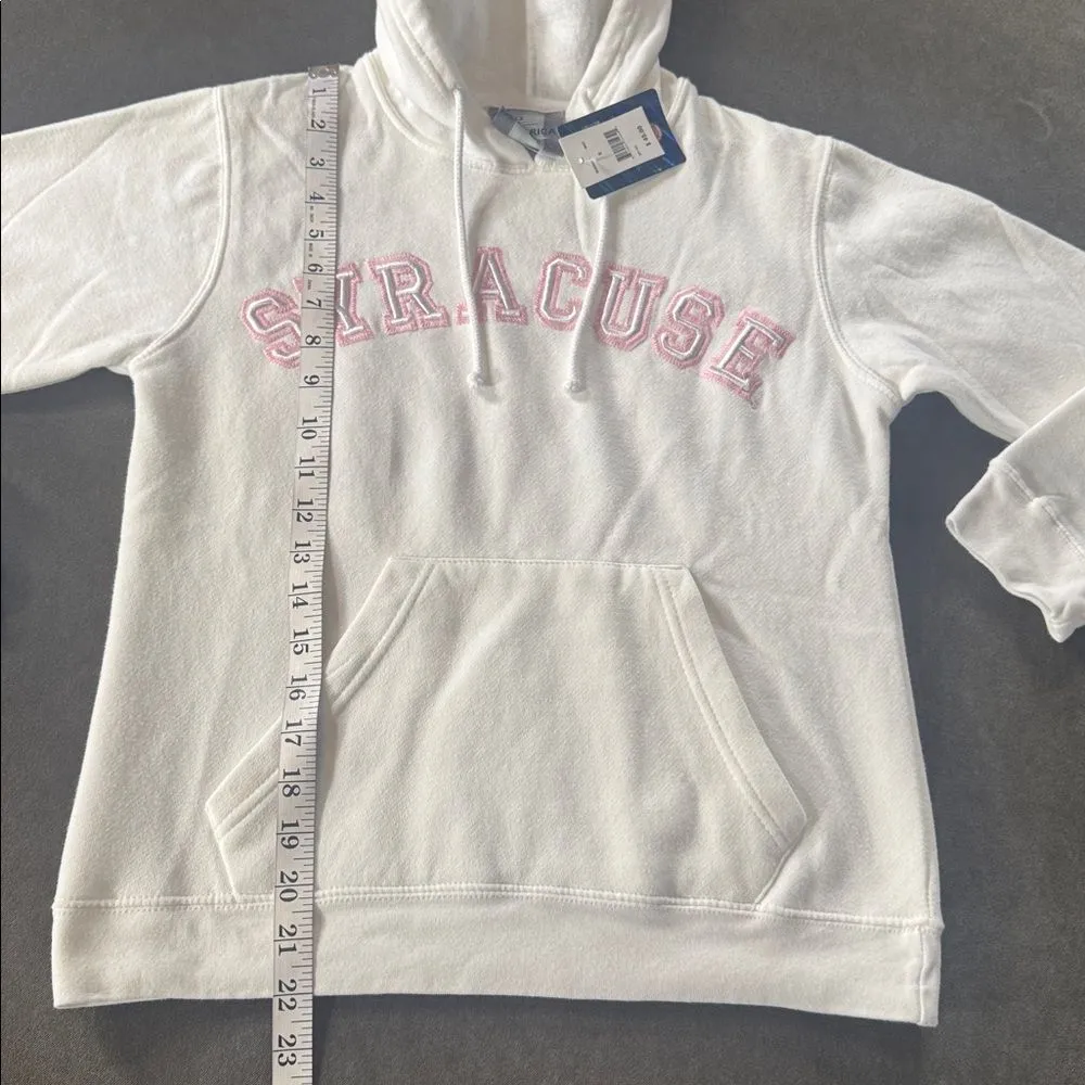 Women’s White Embroidered SYRACUSE College Drawstring Hoodie Size S NEW - Image 6