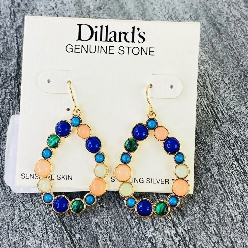 Dillards Open Teardrop Dangle Fashion Earrings NWT Blue - Image 2