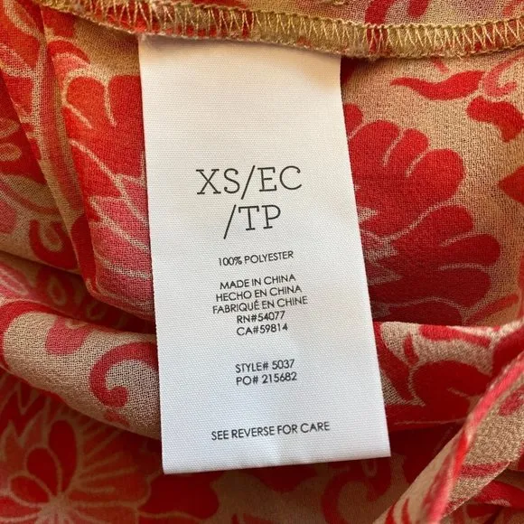 Cabi Vita Blouse Top‎ XS Pink Draped Cowl Neck Sheer Sleeveless Floral 5037 - Image 10