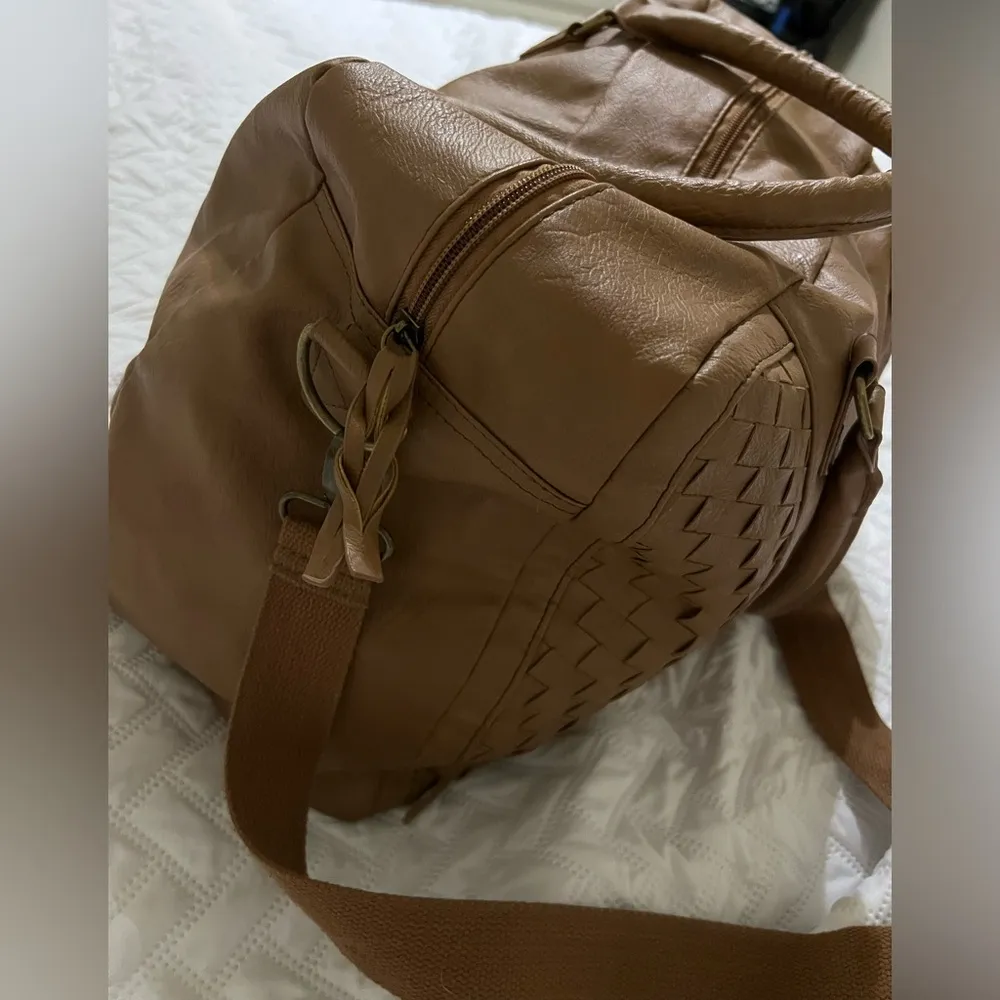 Brown Leather Target Travel Duffle Bag - Image 2