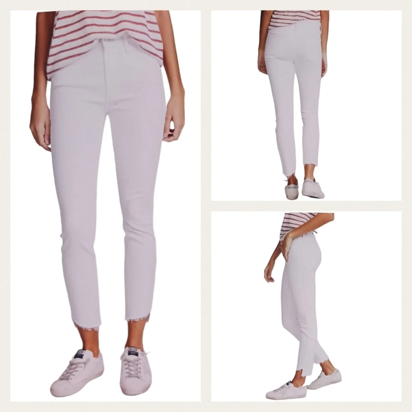 Mother Stunner Zip Ankle Step Fray Glass Slipper GUC Size 24 J1234 White - Image 2