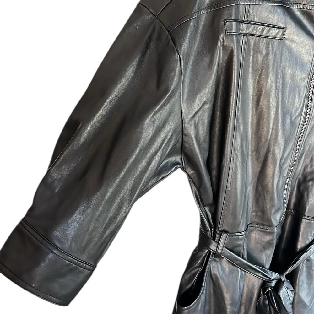 NWOT New York & Co Gabrielle Union Faux Leather Belted Shirt Dress Black Size XL - Image 10