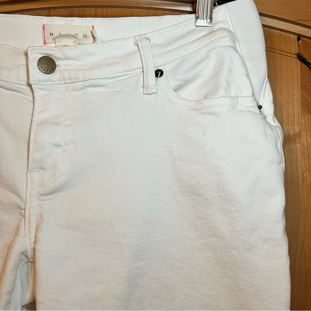 Hatch Women's The Crop Maternity Jean Frayed Hem Size 28 White Casual Fun - Image 8