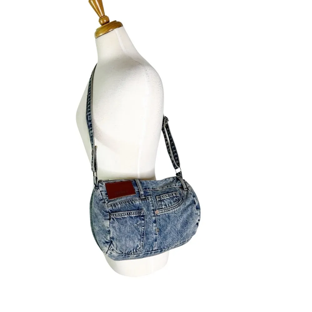 Hidden Los Angeles Denim Barrel Crossbody Shoulder Mini Tote Bag Blue - Image 2