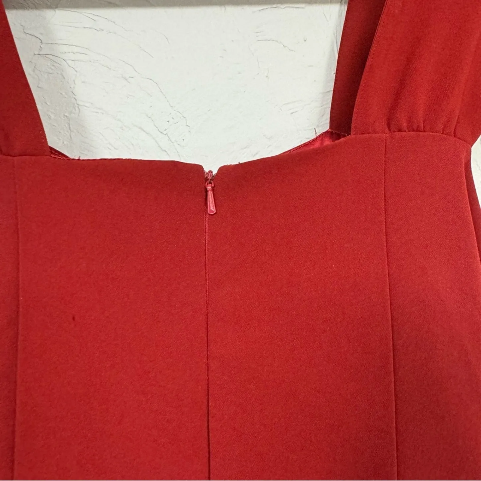 ModCloth Bea Dot Blockade Party Fit & Flare Dress Womens M Red Retro Sleeveless - Image 14