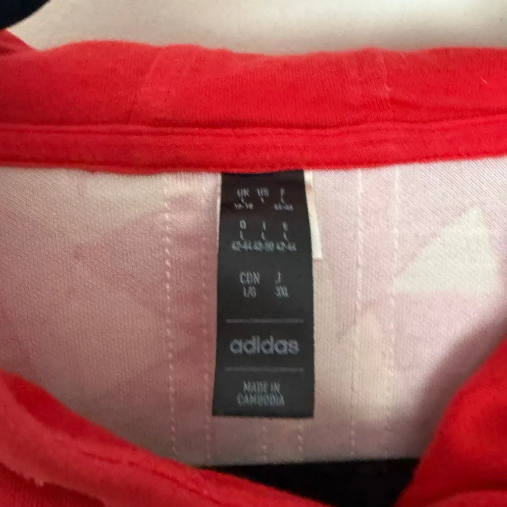 Adidas Women’s Large Red Patterned Hoodie Sweatshirt - Image 2