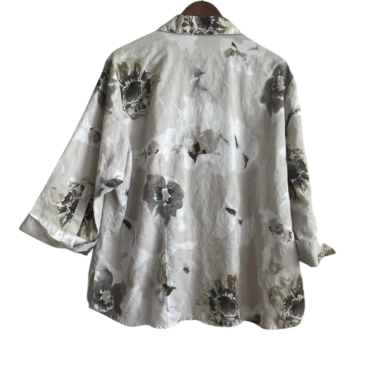 Harve Bernard Women Top 3X Abstract Floral Linen Cotton‎ Button Up Office Travel - Image 3
