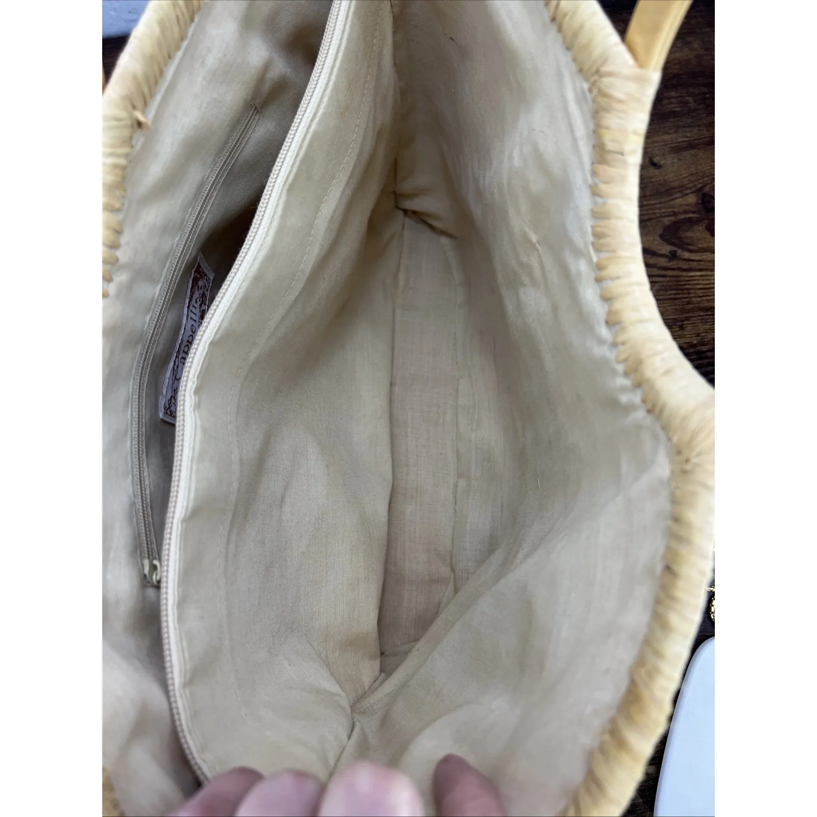 Cappelli Vintage Woven Straw Bag Purse Retro Boho Beach Turtle Wooden Handles - Image 6