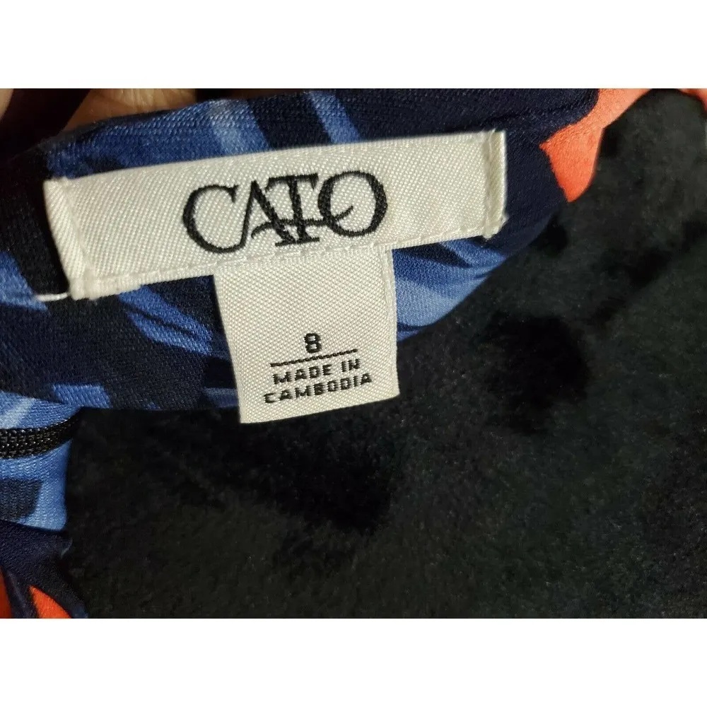 Cato Women Multicolor Floral Polyester RoundNeck ShortSleeve Knee Length Dress 8 - Image 9