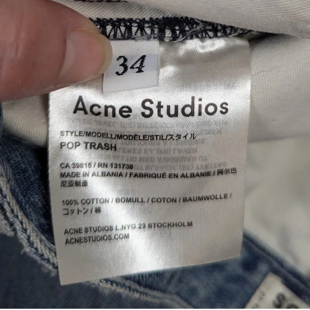 Acne Studios Pop Trash Crop Distressed Jeans Light Wash Size 34 - Image 4
