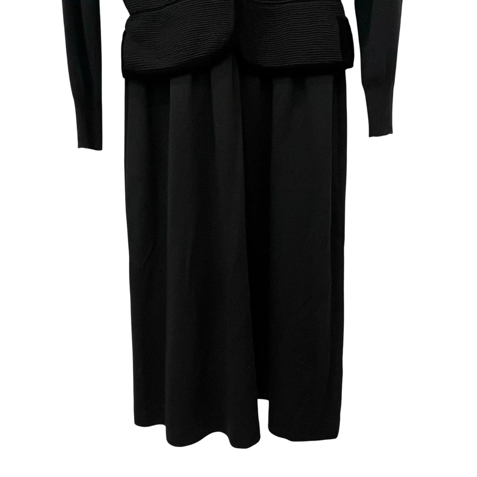 Vintage Womens Ciao Ltd Midi Dress Black Knit Wool Size 10 - Image 9