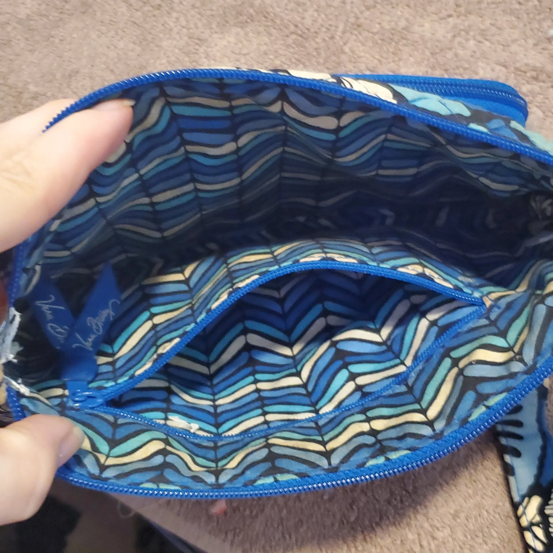 Vera Bradley Blue Bayou Crossbody Floral Handbag Purse - Image 3