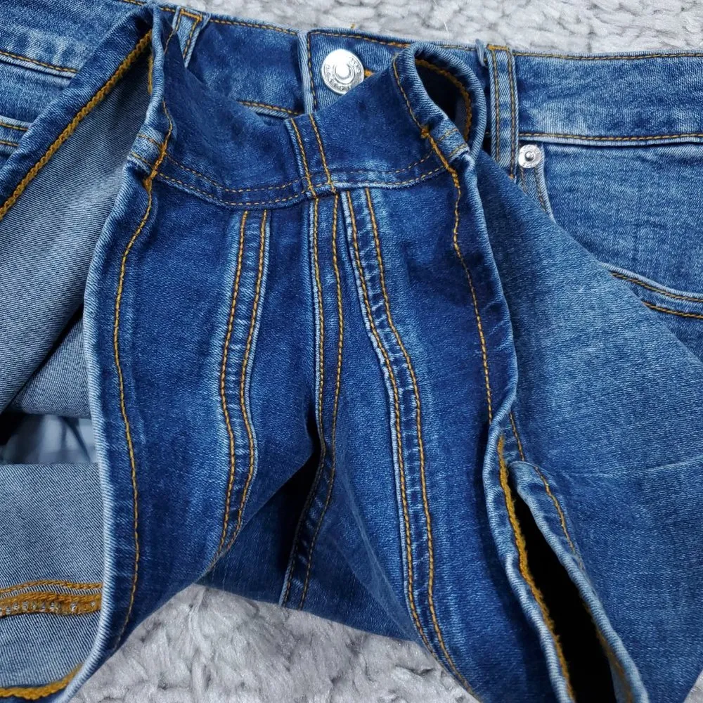 Asos High Rise Lift and Contour Jean Shorts Mid Blue Stretch US 6 UK 10 Shortie - Image 4