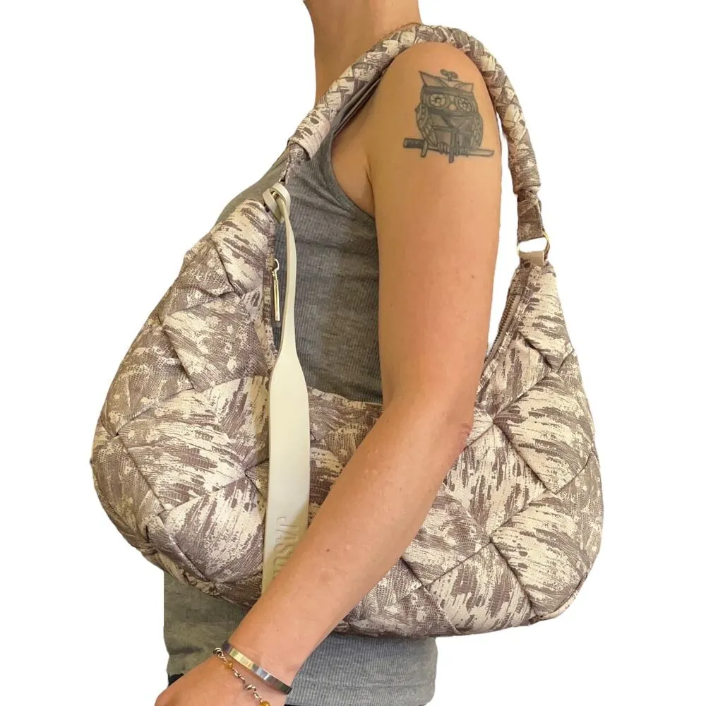 NWOT Dylan Woven Ivory Lizard Print Shoulder Bag Purse Handbag - Image 10