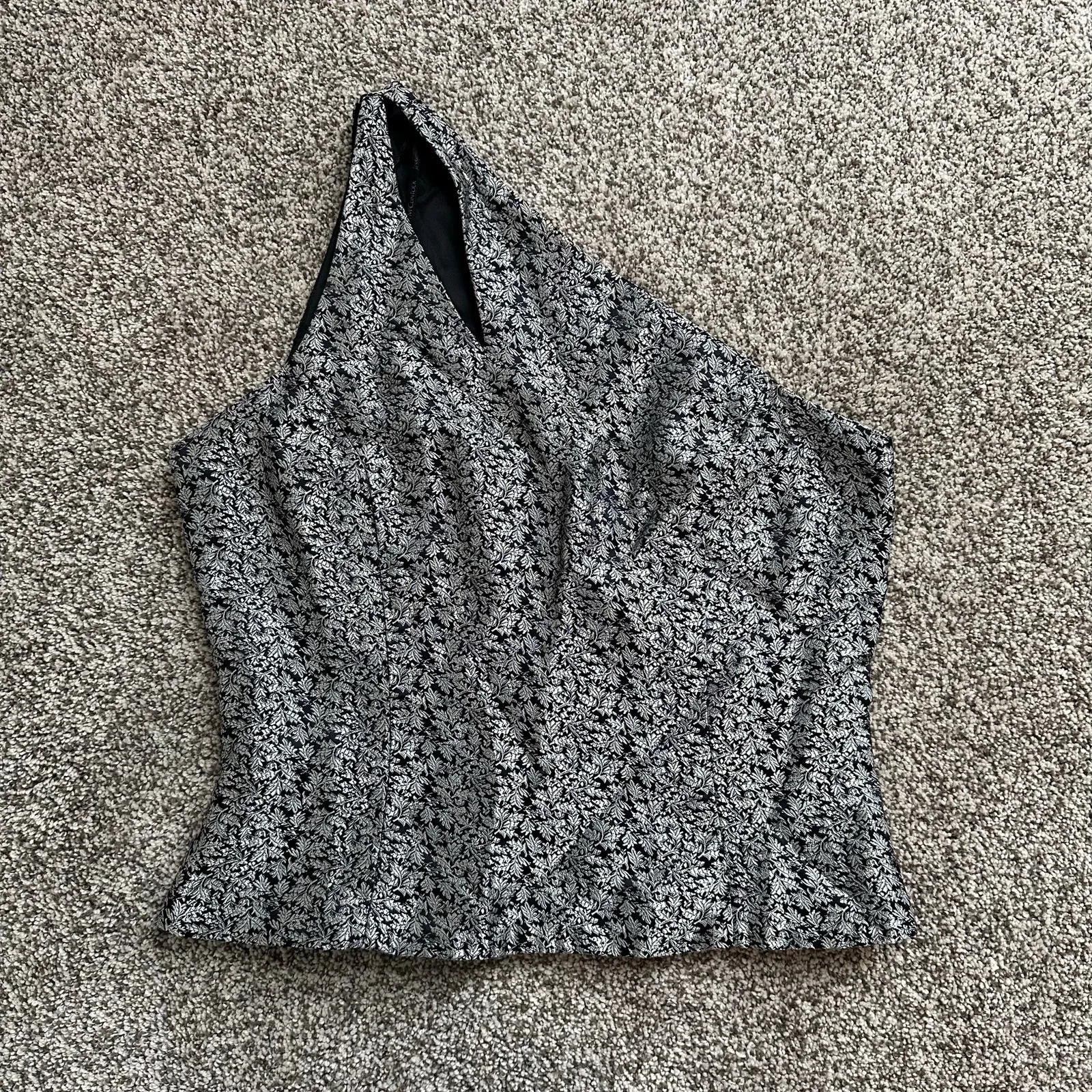 Jessica McClintock Collections black & silver one-shoulder top size 10 - Image 6