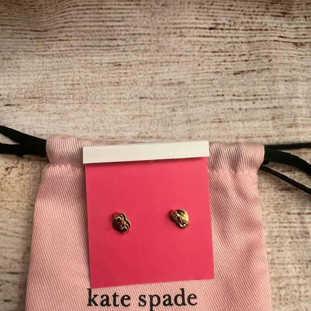 Kate Spade Gold Heart Stud Earrings - Image 2