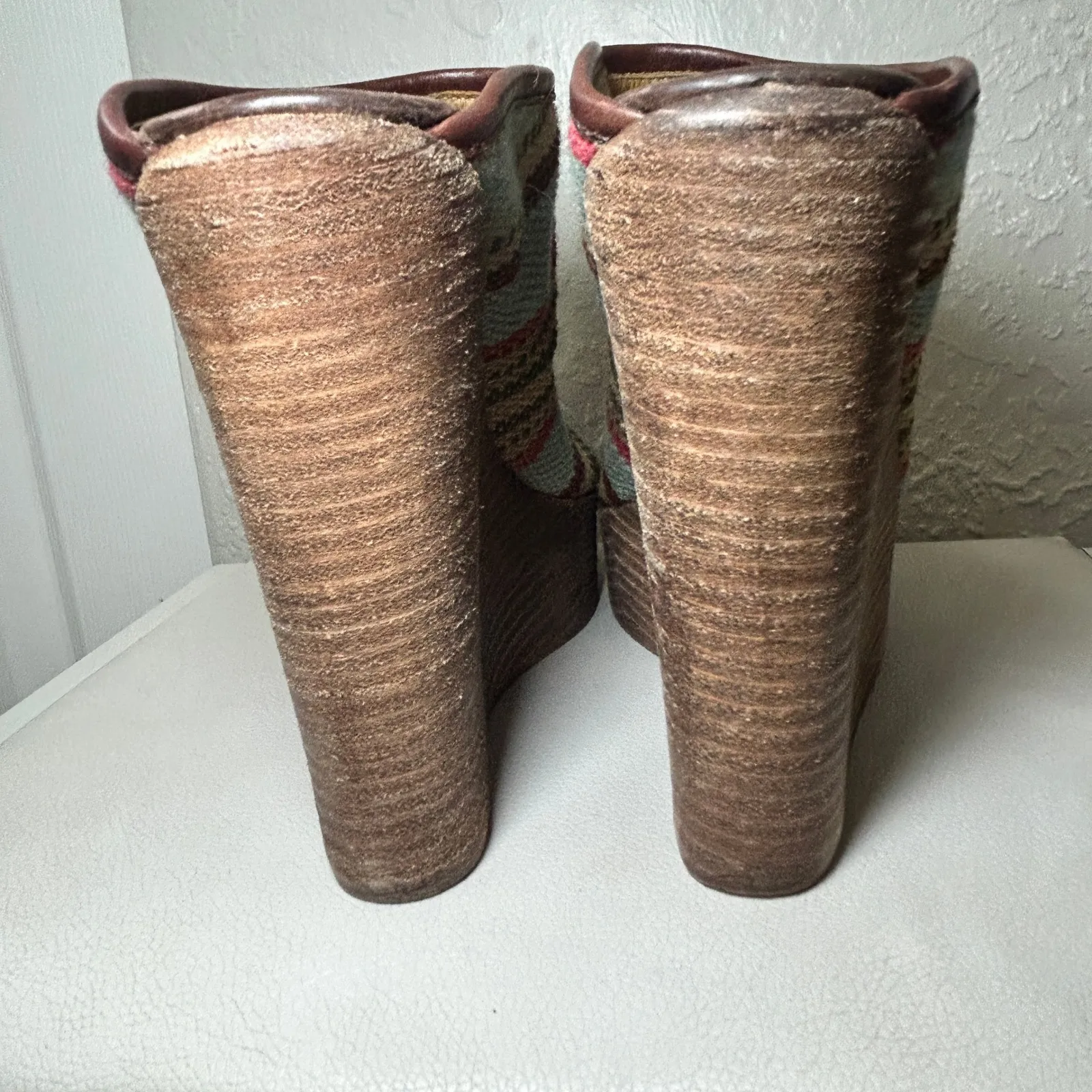 Billy Reid Women's Woven Fabric Wedge Platform Sandals Striped Open Toe Size 9‎ - Image 5