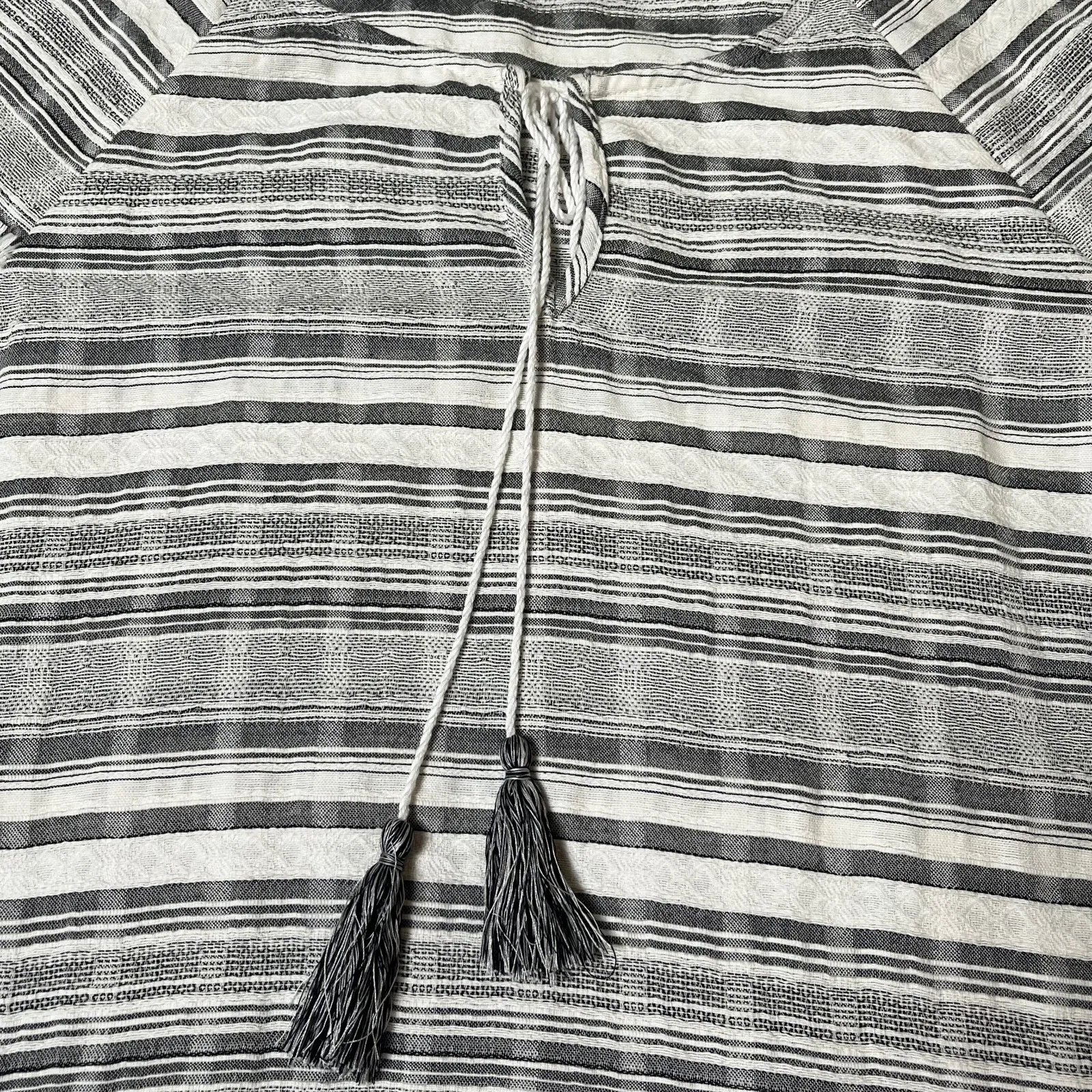 Vince Camuto Striped Tassel Top Crochet Trim Flared‎ Sleeve Blouse Size XL - Image 6