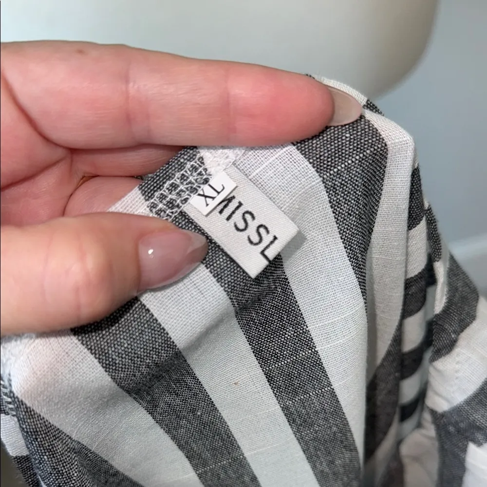 Misslook Cotton Blend Striped Black and White Women's Long Sleeve Top XL - Image 2