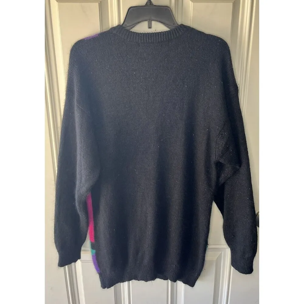 Vintage 1992 IB Diffusion Artsy Embellished Jeweled Geometric Sweater Medium Black - Image 5