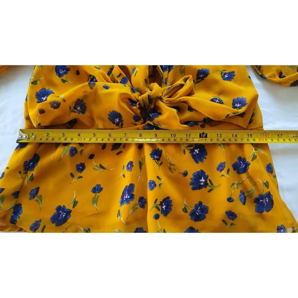 Harper Heritage floral print yellow blouse women's top 3/4 Sleeves Size XS - Image 13