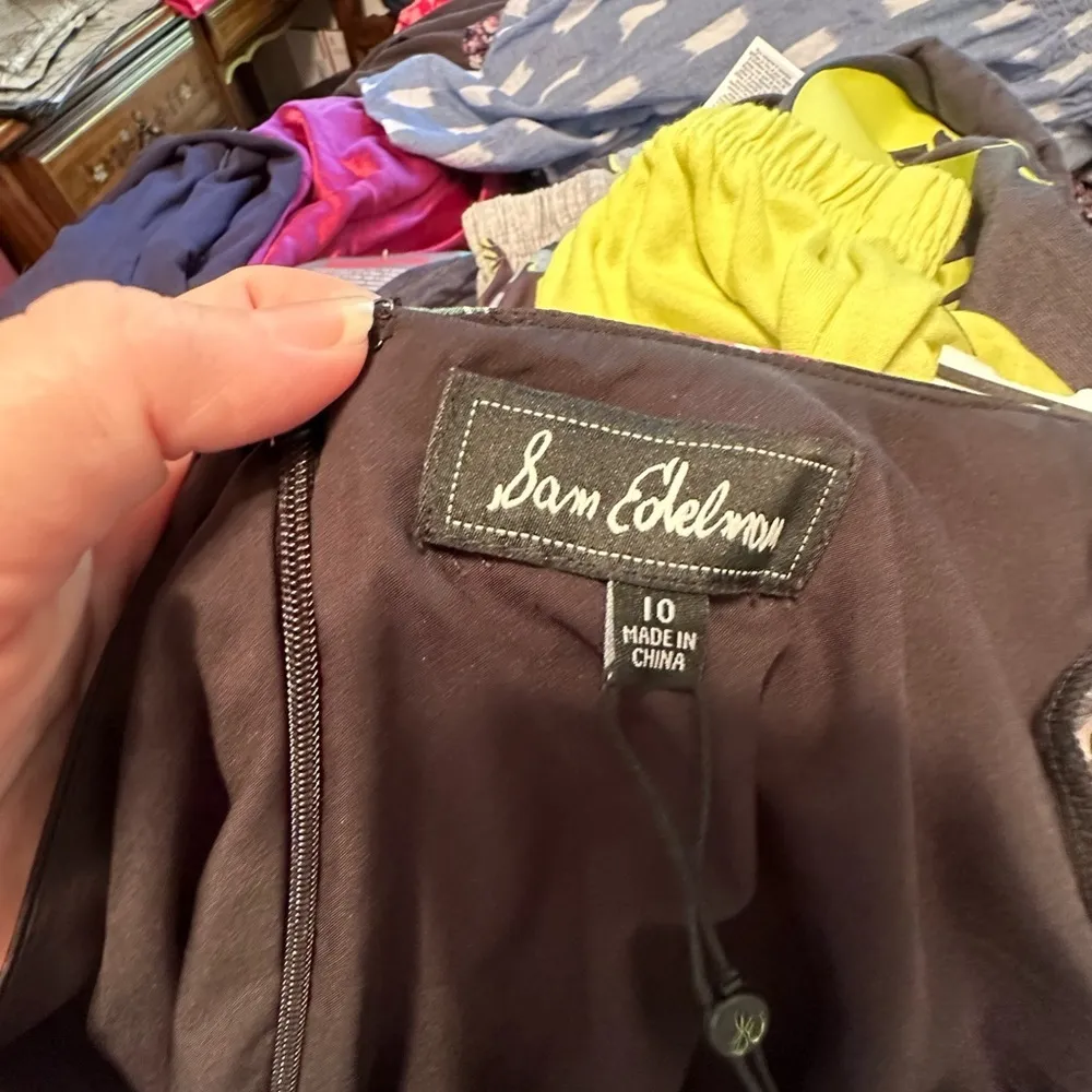 SAM Edelman Black V Neck Short Sleeve Floral High Split Dress Size 10 NWT - Image 9