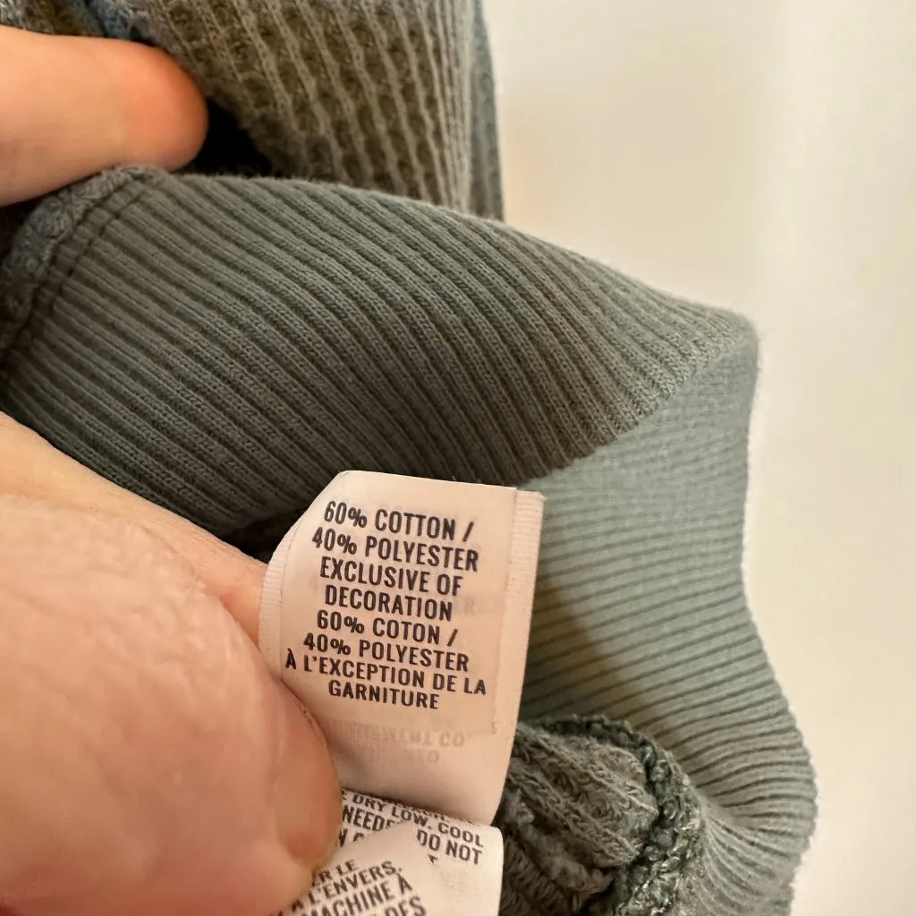 Aerie Green Long Sleeve Waffle Crewneck Sweater Women's XS - Image 2