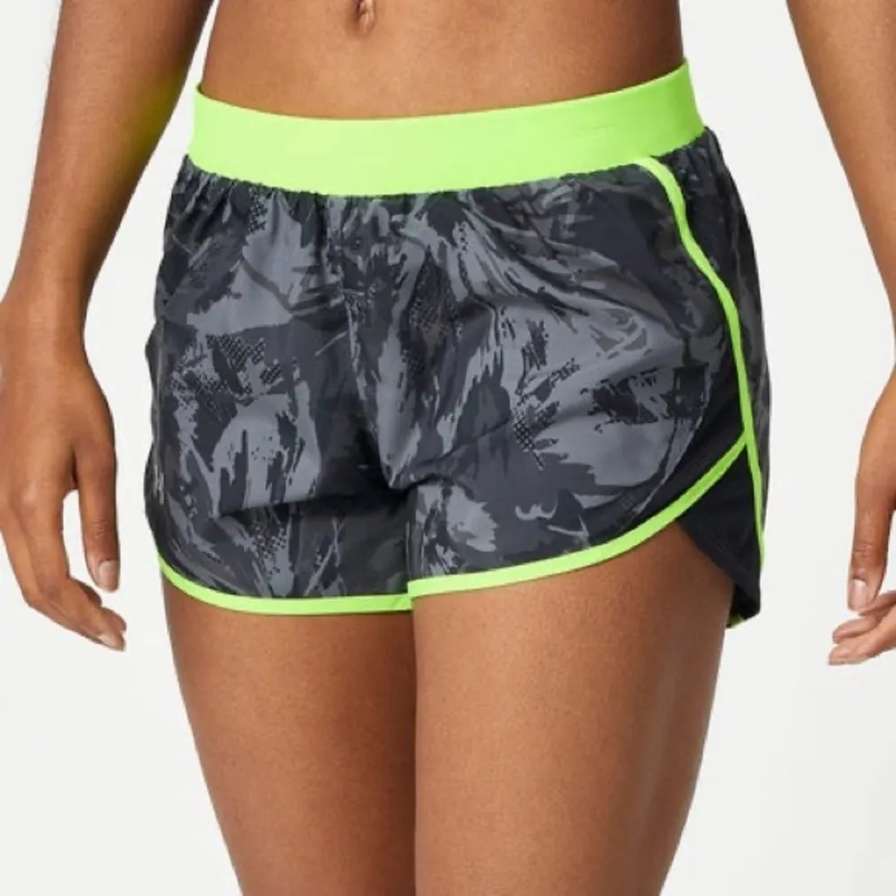 NWOT Under Armour Fly by 2.0 Printed Shorts Black/Quirky Lime/Reflective - Image 6