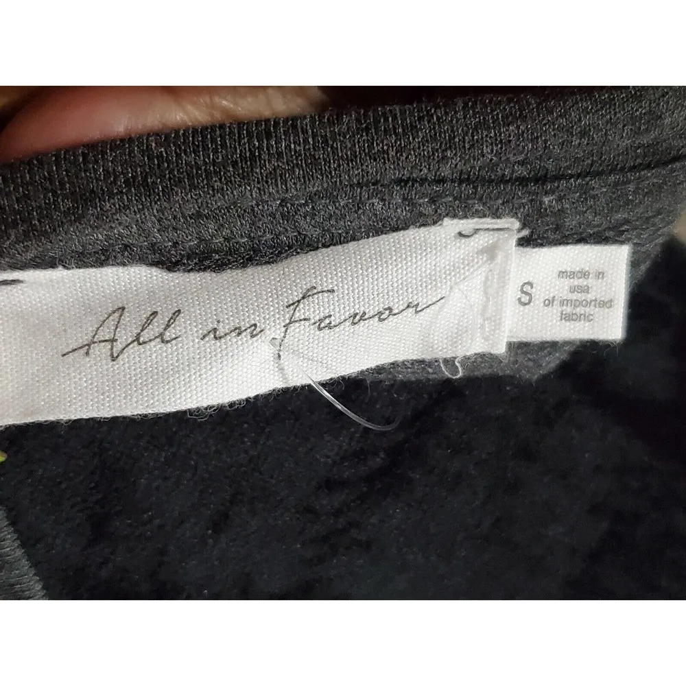 All in Favor Crewneck Charcoal Gray Crop Top Long Sleeve Pullover Knit Sweater S - Image 9