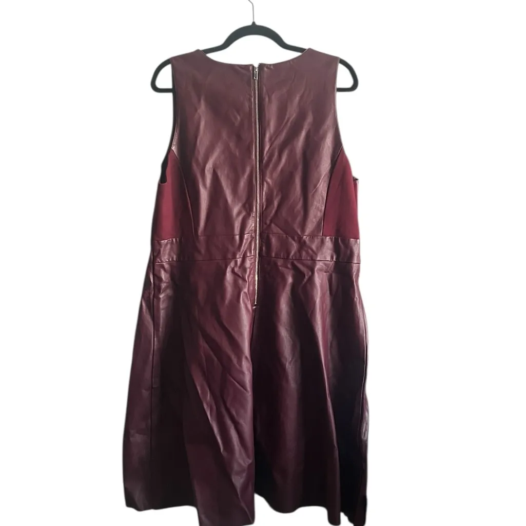 Rebel Wilson c Angels Faux Leather Sleeveless Dress Dark Wine, New with Tags Size 18W - Image 3