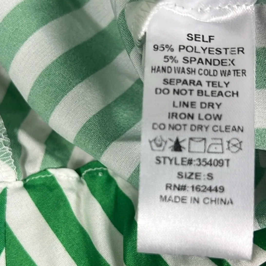 NWT Wilder Crop Top Womens S Green Striped V - Image 5
