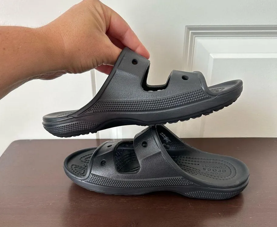 Crocs Black Baya Two Strap Sandals Slides Unisex Women’s Sz 6 Men’s 4 - Image 5