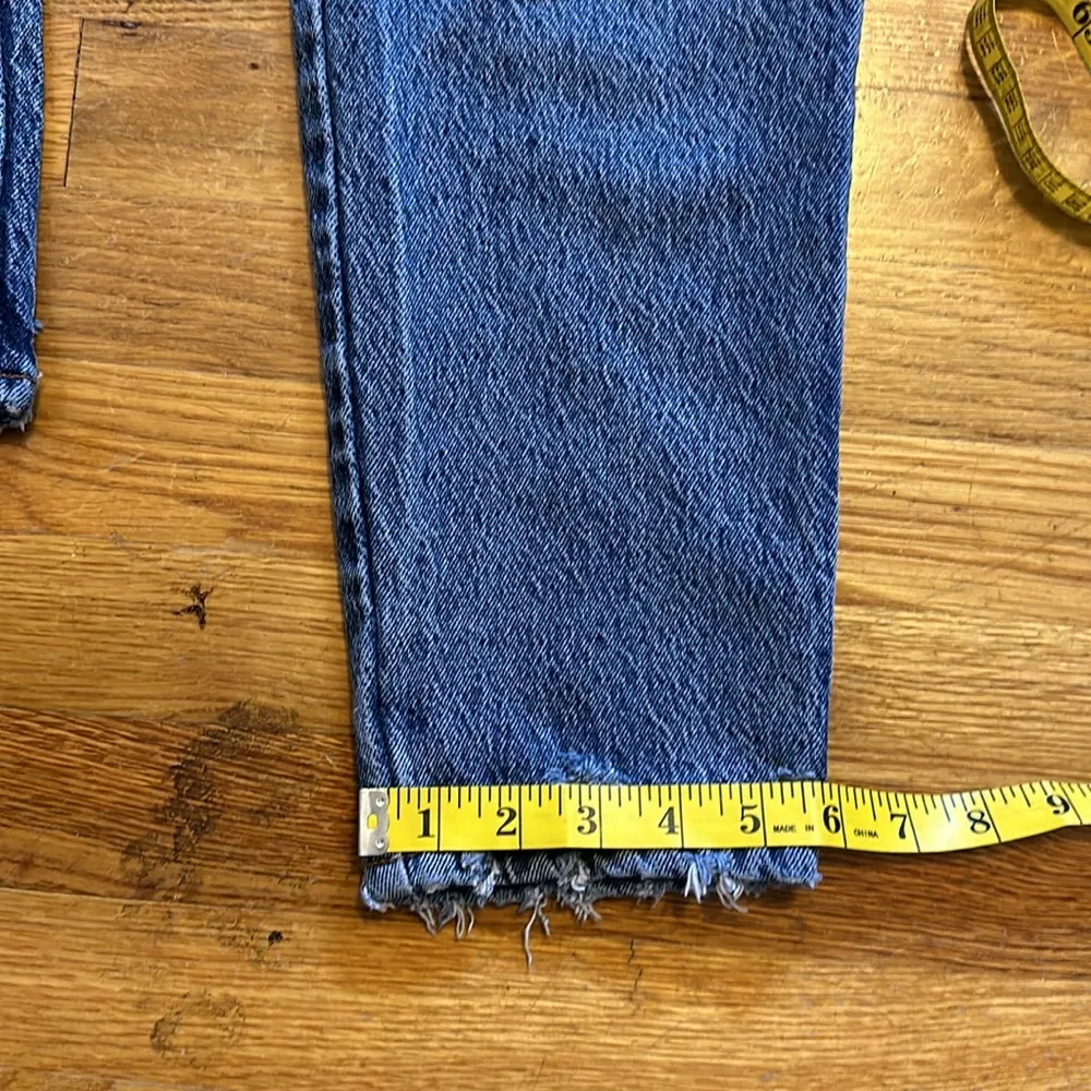 Vintage 90s Distressed Rigid Straight Leg High Waisted Jeans Denim Retro Classic Blue Size 26 - Image 5