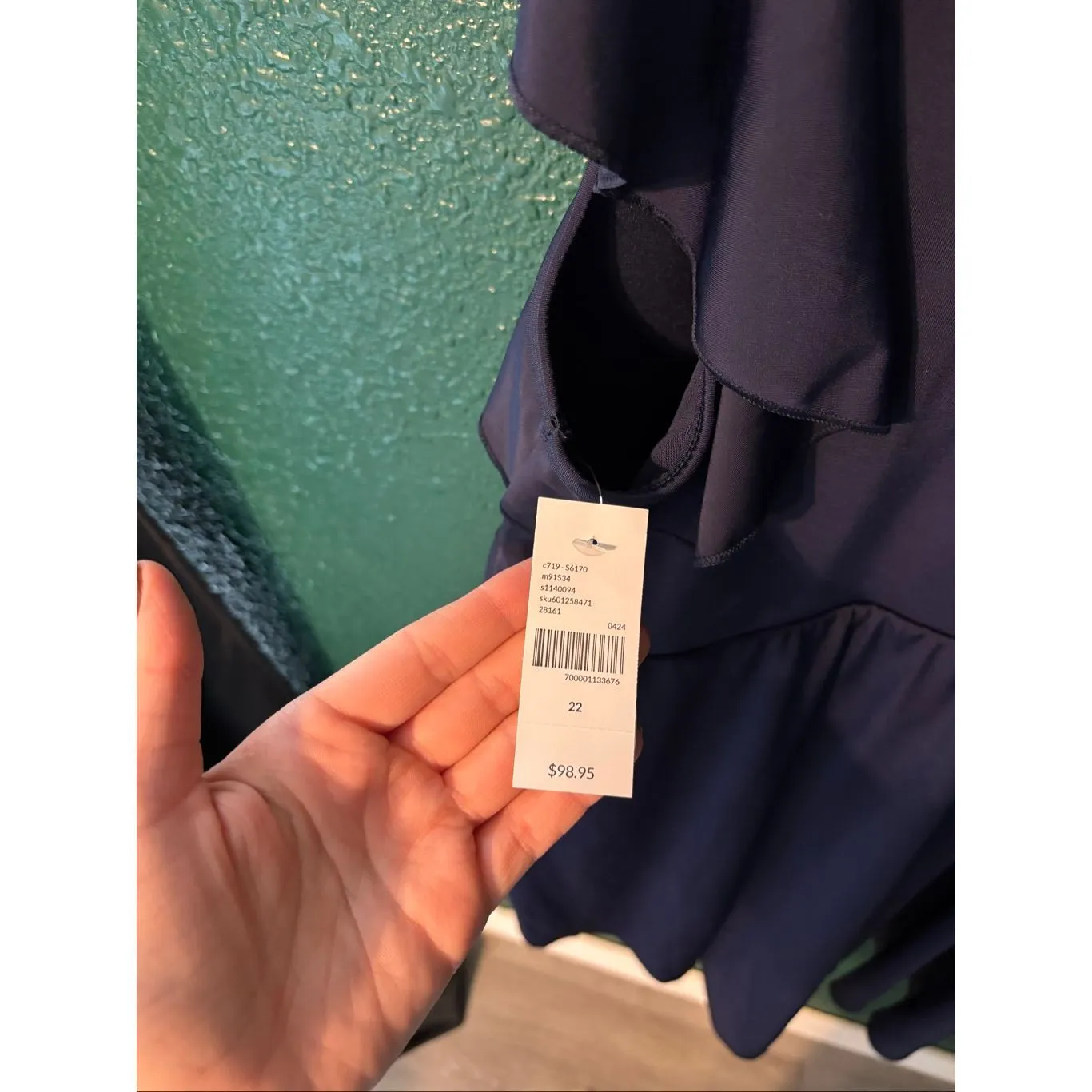 NWT Lane Bryant Flutter Sleeve Navy Blue Modest Swim Dress, Plus Size 22 - Image 4