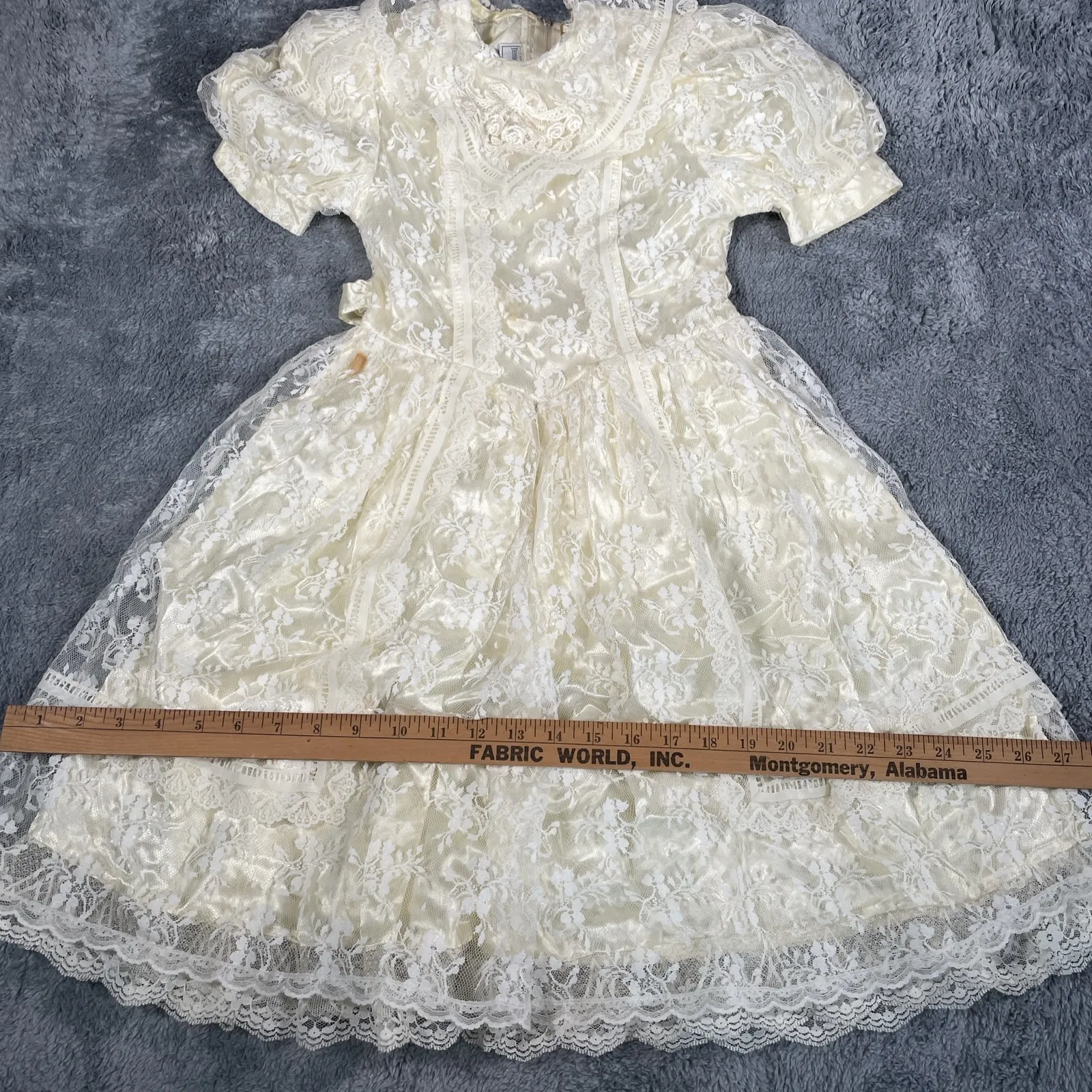 VTG GUNNE SAX Jessica McClintock Lace Ruffled Collar DRESS Size 7 CREAM - Image 10