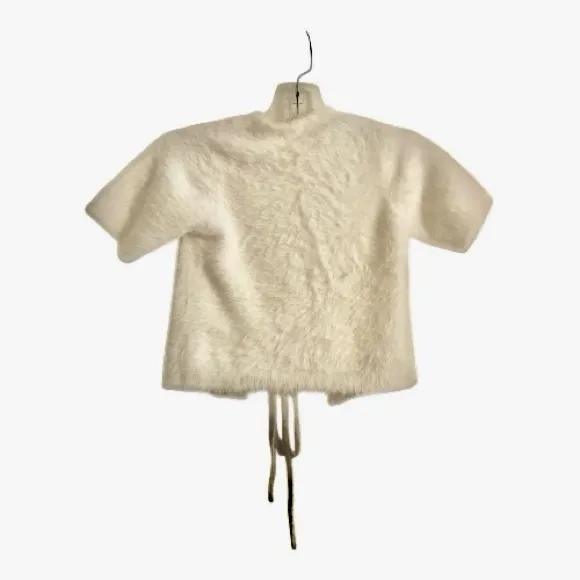 NWT SKIMS Women’s White Fuzzy Knits Tie Front Crop Top Size Large - Image 8