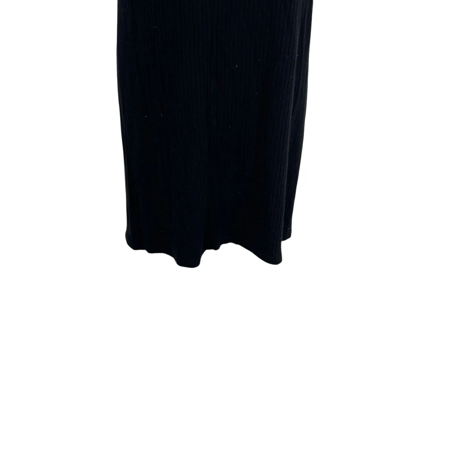 Reformation Jeans Mini Tank Dress‎ Ribbed Double V-Neck Black Tencel Size Large - Image 4