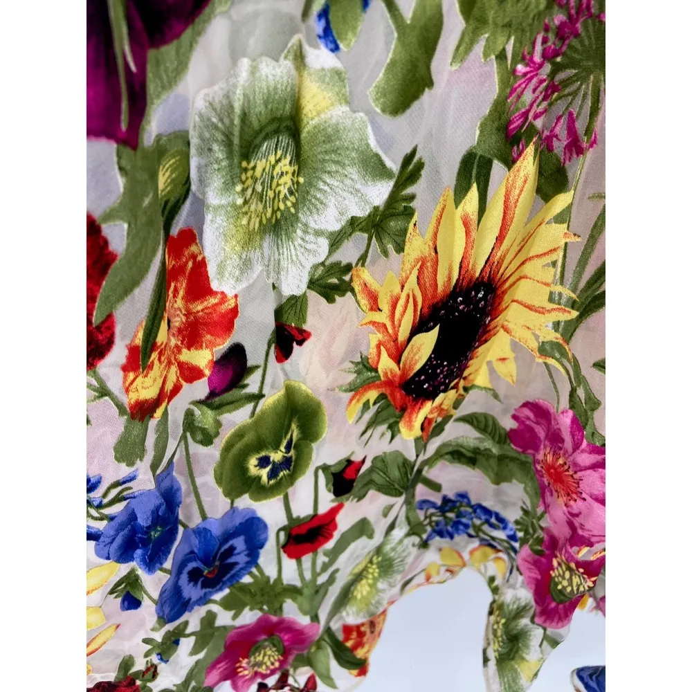 Alice + Olivia Samantha Silk Blend Floral Print Surplice Maxi Dress Size 2 NWT - Image 11