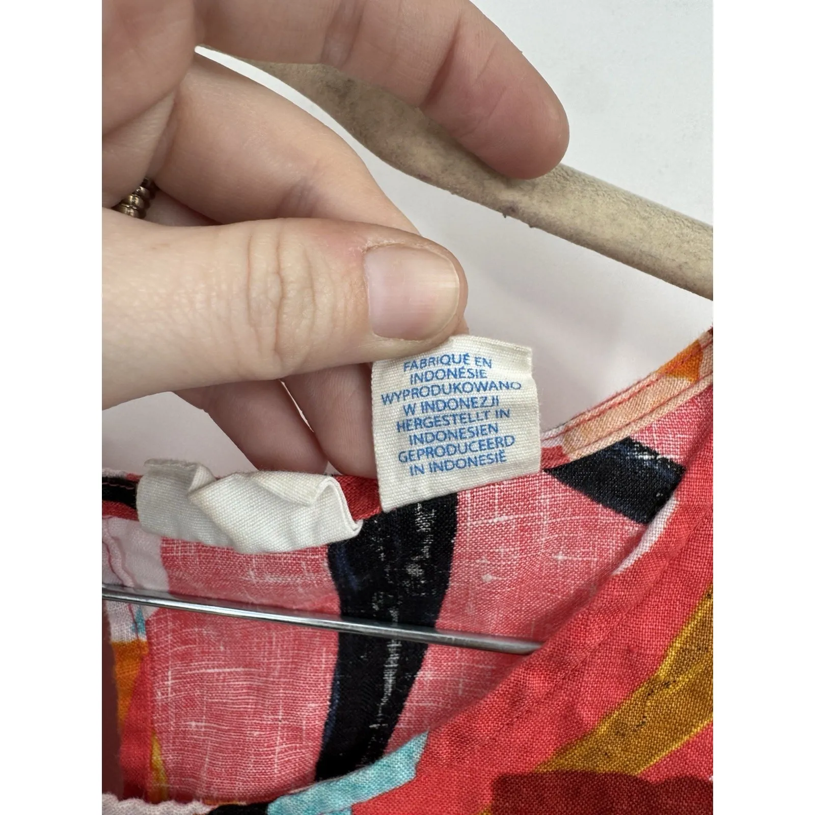 Sigrid Olsen 100% Linen Tropical Mini Dress Women Large Red Vacation Resortwear - Image 6