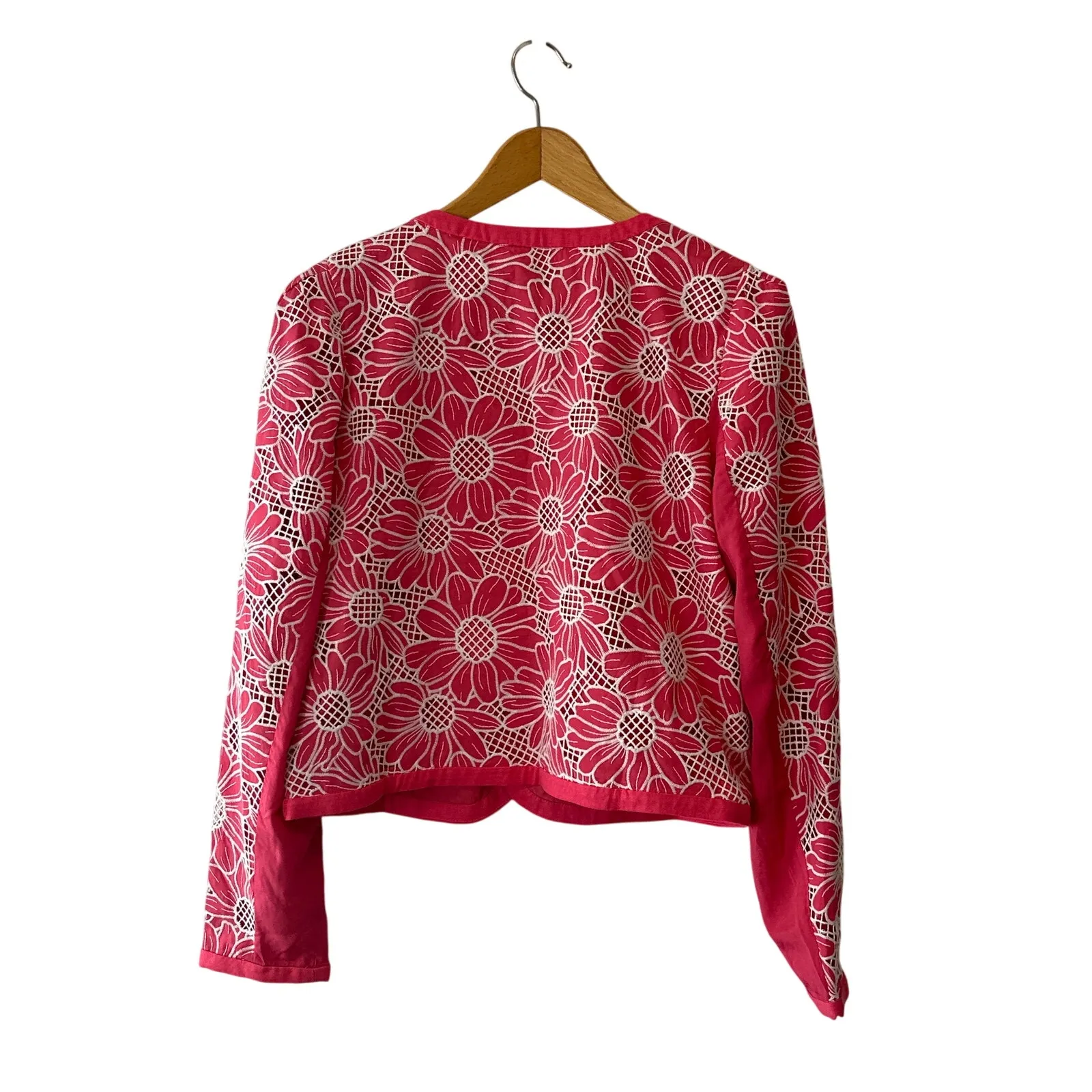 Anthropologie NWT Dolan Pink & White Linen Cutwork Jacket Size M - Image 5