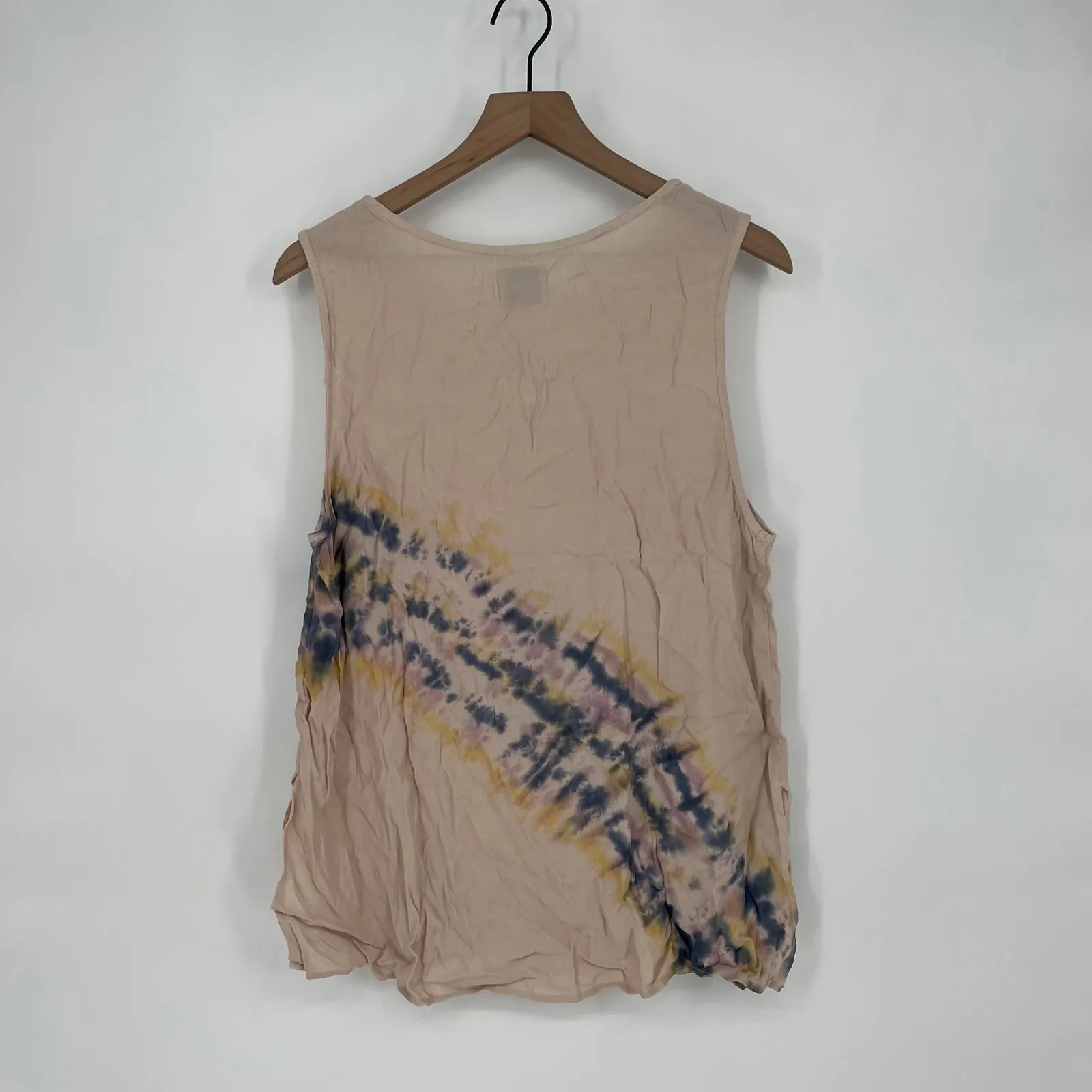 Tina Jo Tie Dye Sleeveless Tank Top Women Large Pink Rayon Casual Top Tan - Image 5