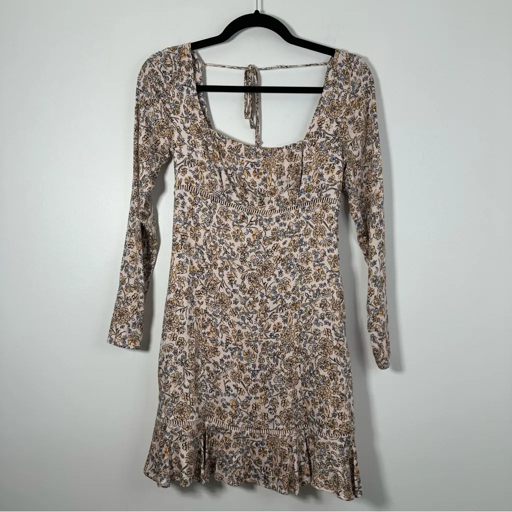 Free People Boheme Long Sleeve Mini Dress Floral Size 0 - Image 3