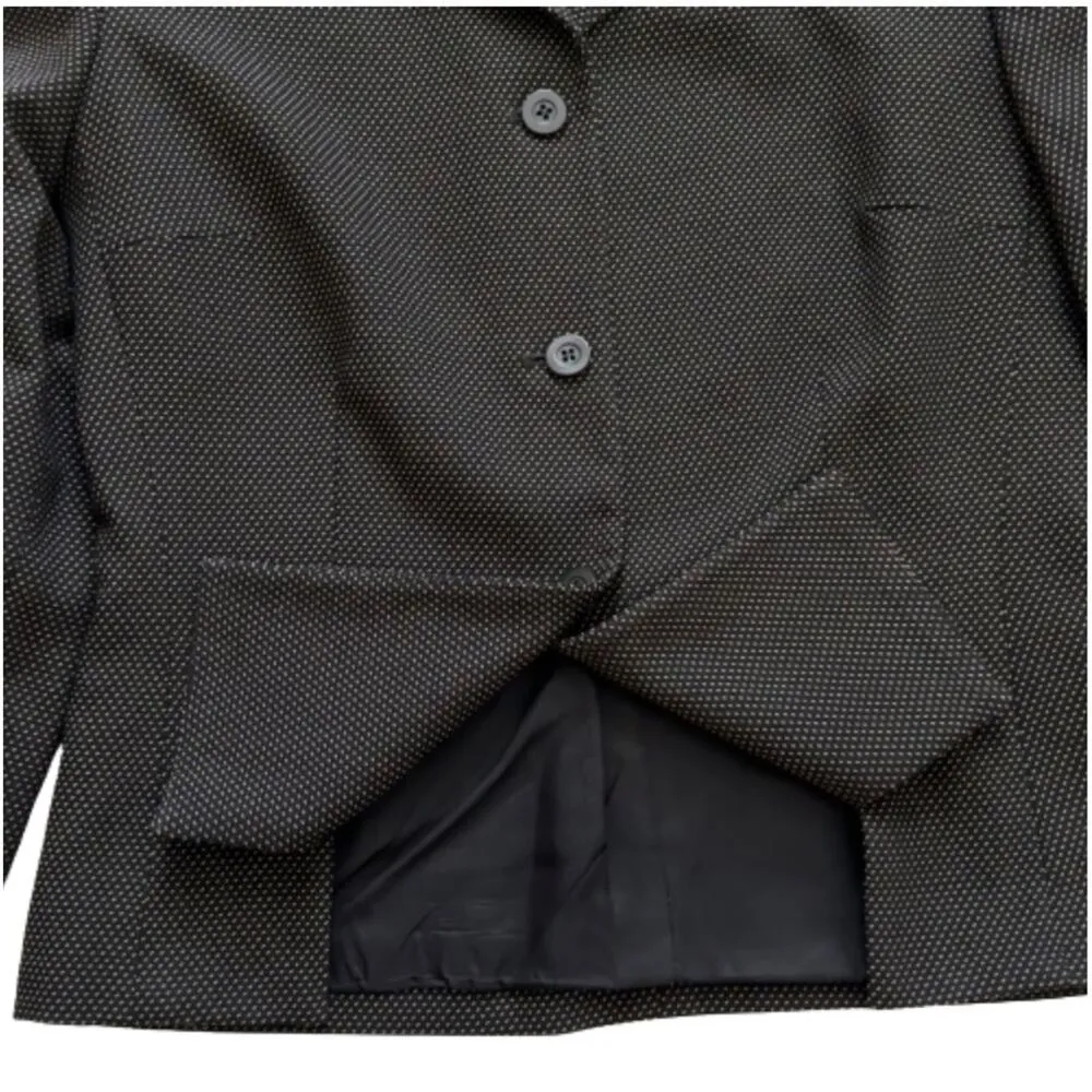 Ann Taylor Blazer Jacket Wool Blend Black Tan Stitch Button Front Career Size 4 - Image 11