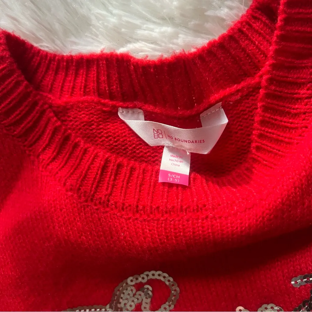 No Boundaries Women’s Red Santa Christmas Sweater Size Small - Image 3