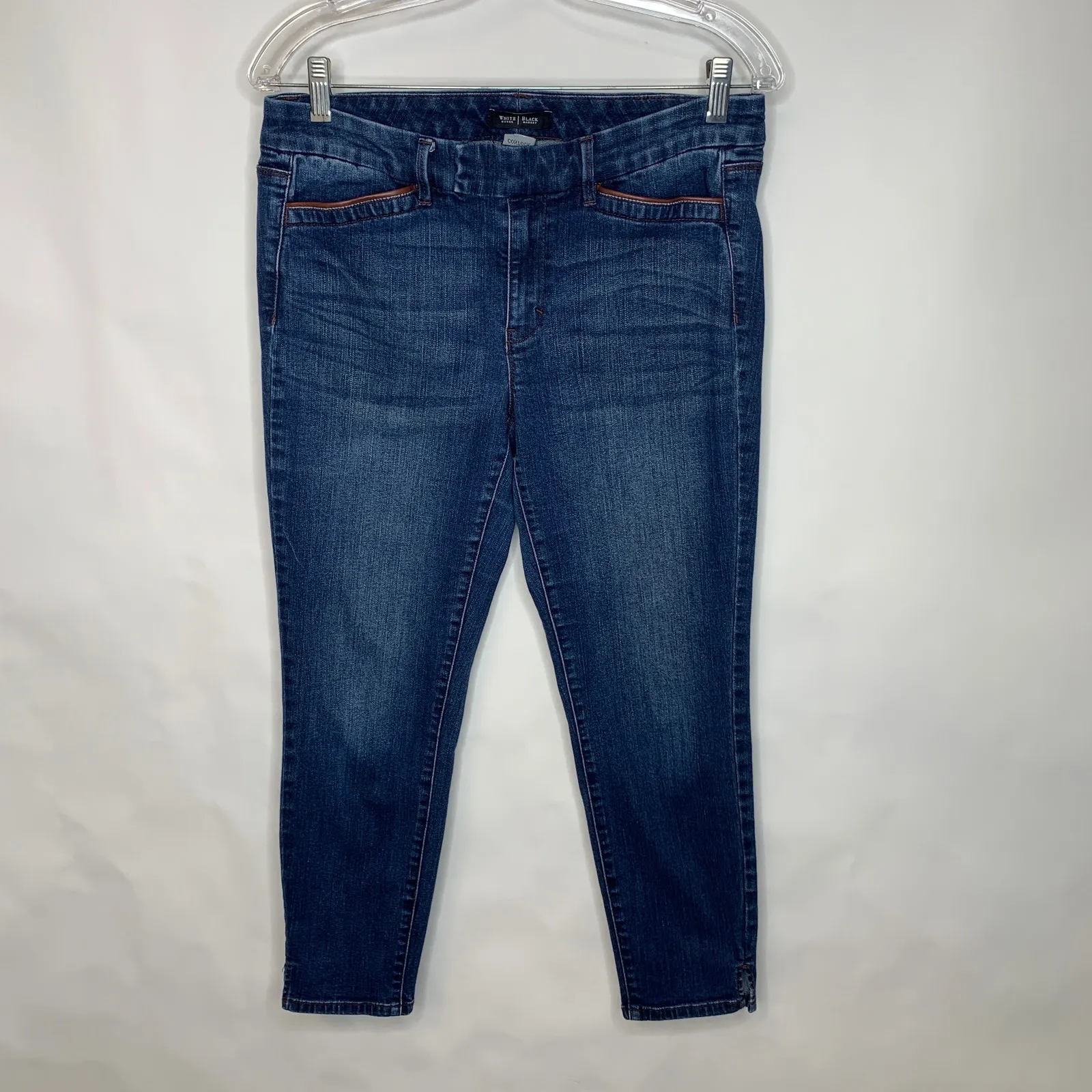 WHBM Stretch Jeans Sz 8 Skinny Crop Medium Wash - Image 2