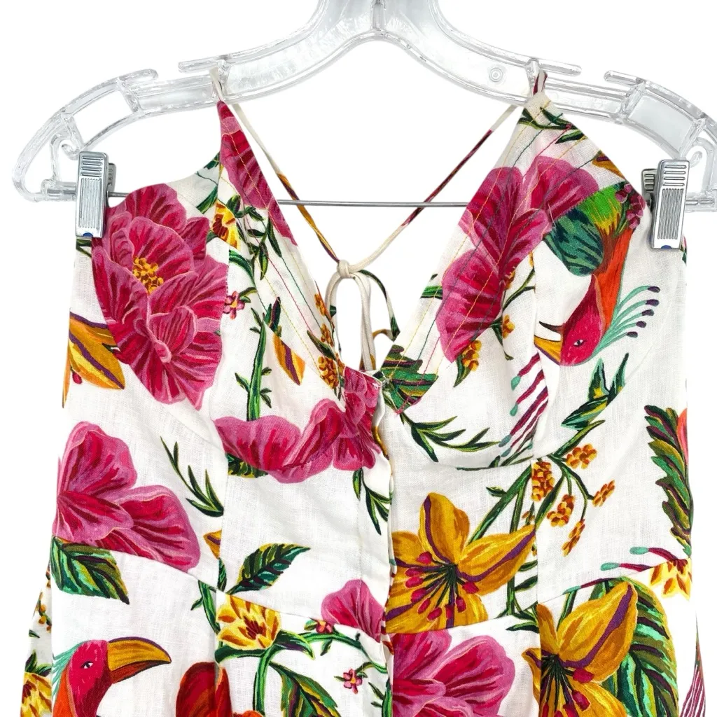Farm Rio Toucans Garden Linen Halter Jumpsuit Size XL - Image 4