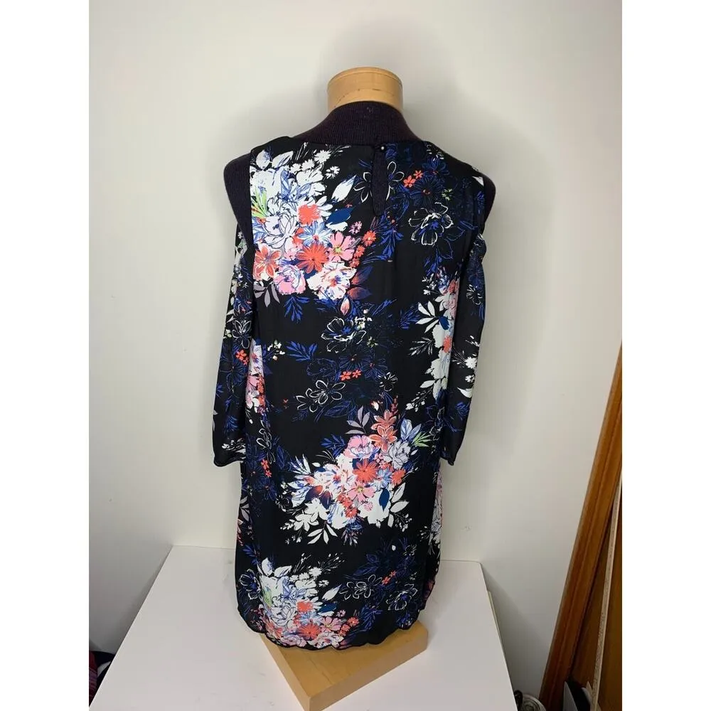 Lily Rose Womens Size M Dress Cold Shoulder Floral Crochet 3/4 Sleeve Scallop - Image 4