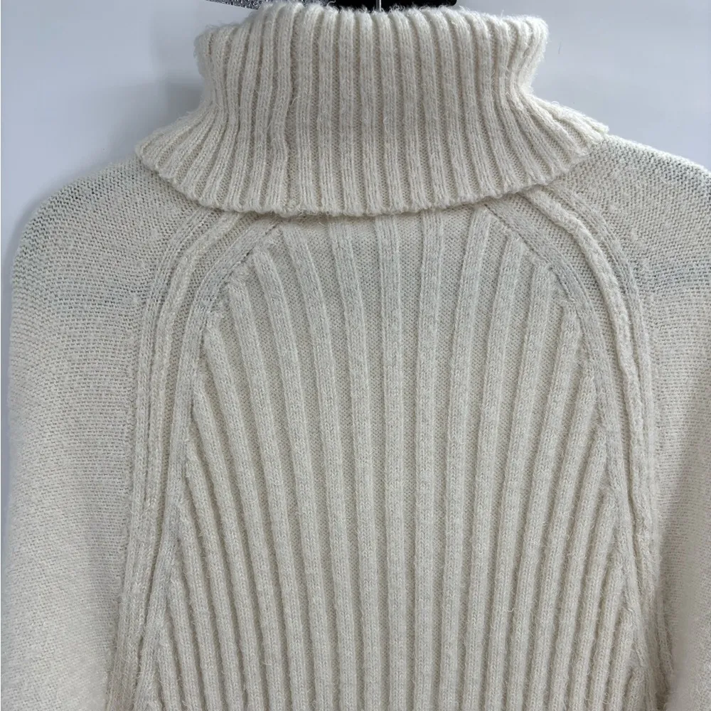 Altar'd State Off White Oversized Fuzzy Turtleneck Ribbed Sweater Size Medium - Image 8