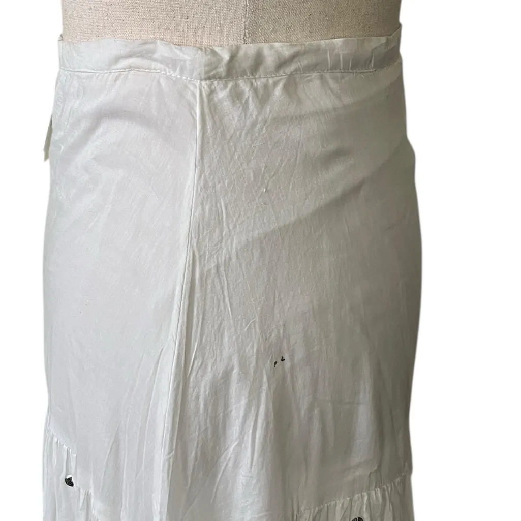 Sharagano Classic White Cotton Sequined Maxi Skirt - Image 10