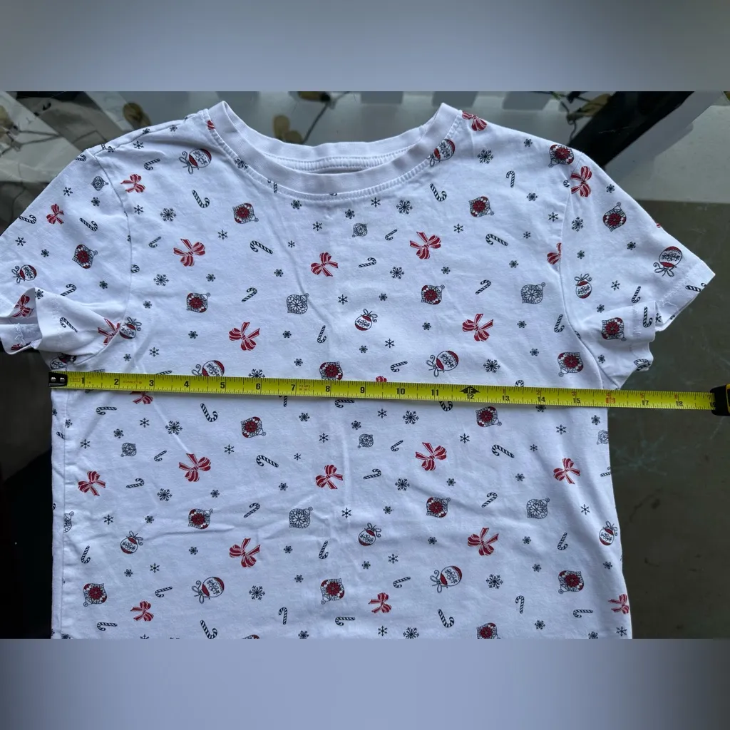 Primark Christmas Print Short Sleeve Tee in White Size XS Festive Holiday Winter - Image 2